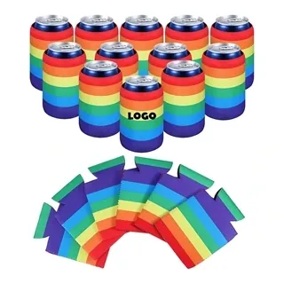 LGBT Beer Can Cooler Rainbow Neoprene Holder Sleeve