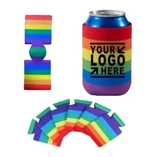 Neoprene Collapsible Rainbow Can Cooler Holder Customized