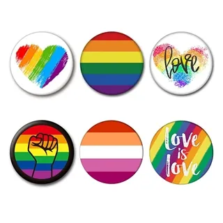 1.75"D Pride Rainbow Button Badges