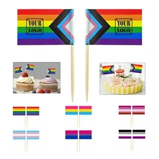 Progress Pride Rainbow Toothpick Flags