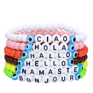 Rainbow Beaded Elastic Bracelets
