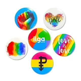 LGBTQ+ Full-Color Printed Metal Rainbow Round Pin Badge