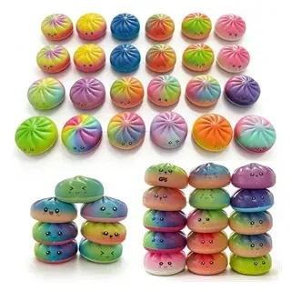 Rainbow Slow Rising PU Squishy Bao Bun Stress Reliever